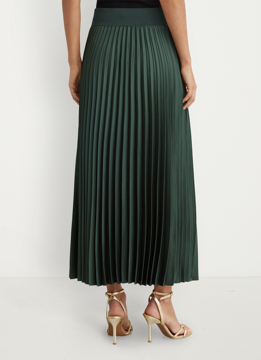 Reiss Seren midi rok met plissé - achterkant 7 zeegroen