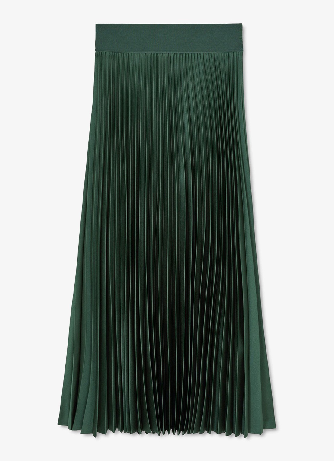 Reiss Seren midi rok met plissé - voorkant zeegroen