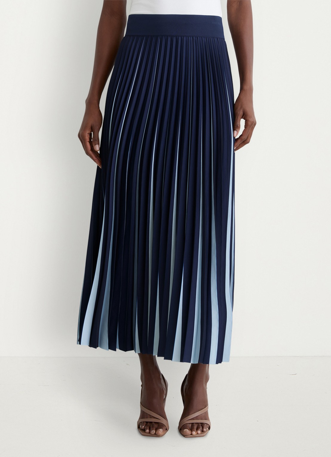 Reiss Serena midi rok met plooien - detail 4 donkerblauw