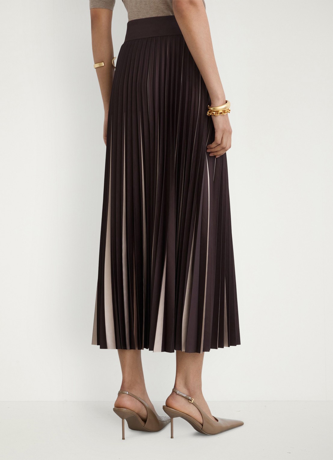 Reiss Serena midi rok met plooien - achterkant 5 aubergine