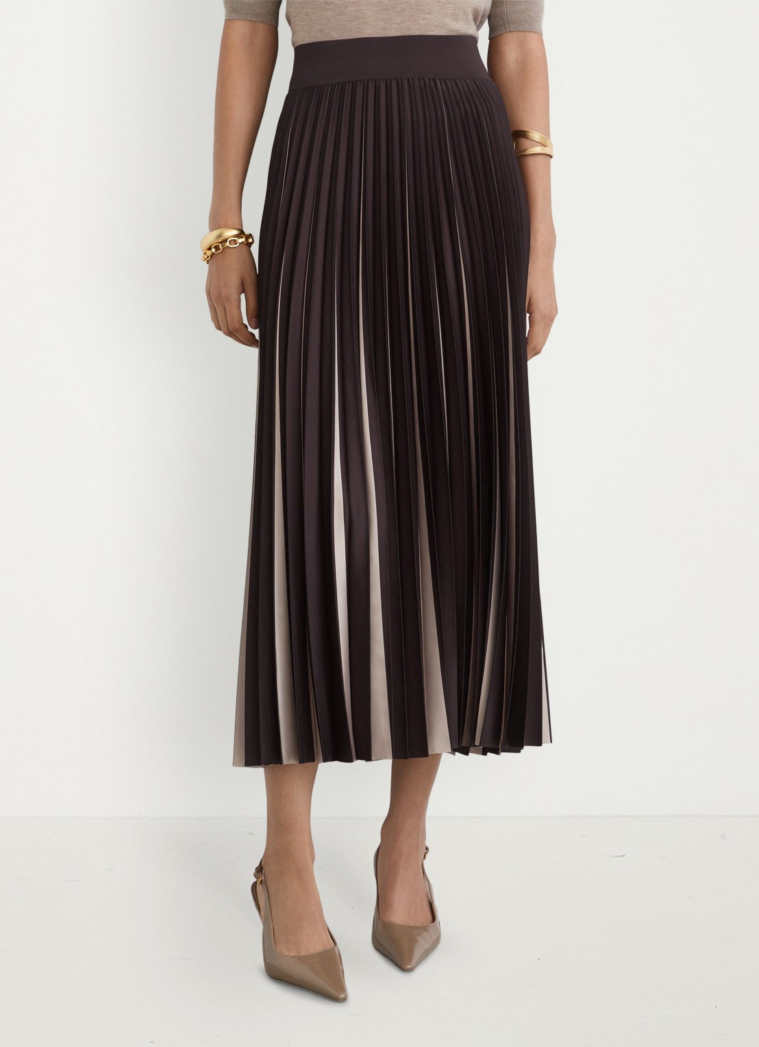 Reiss Serena midi rok met plooien - detail aubergine