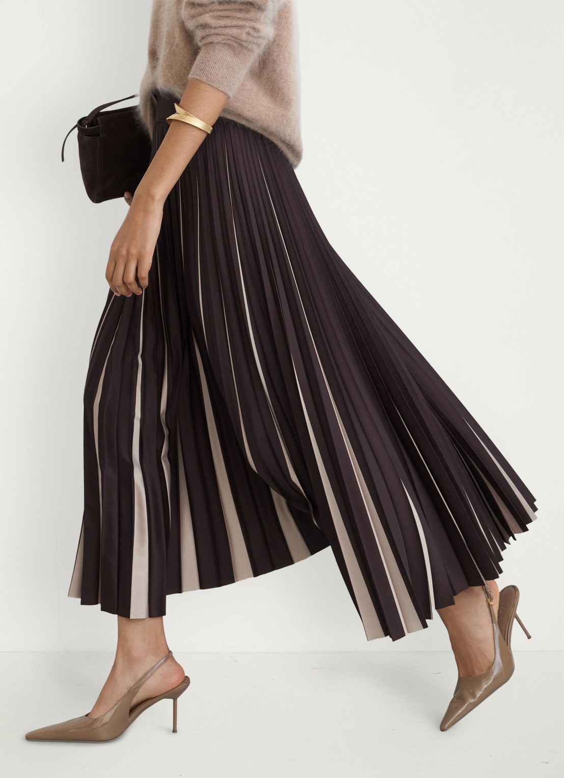 Reiss Serena midi rok met plooien - detail 2 aubergine