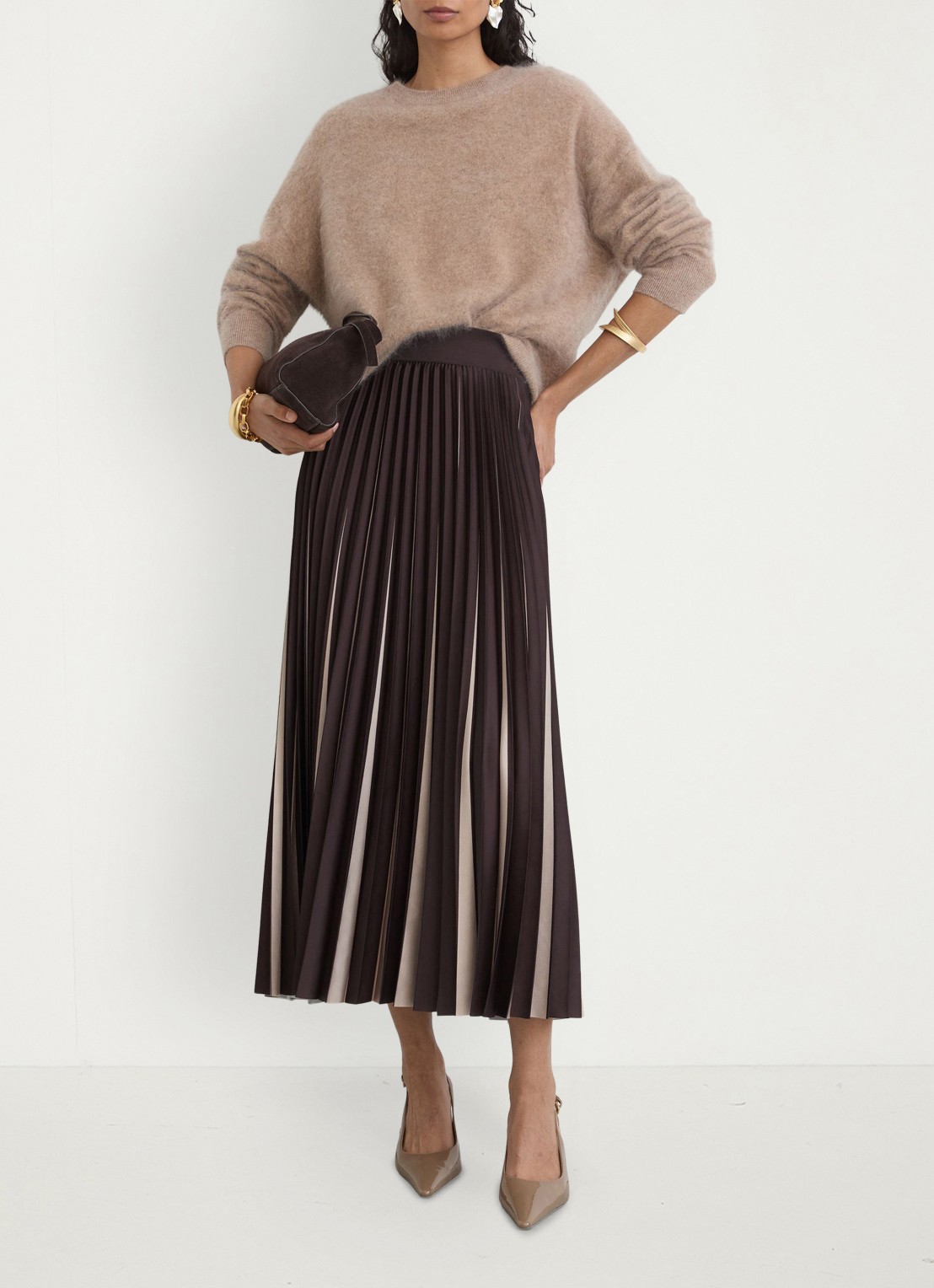 Reiss Serena midi rok met plooien - detail 3 aubergine