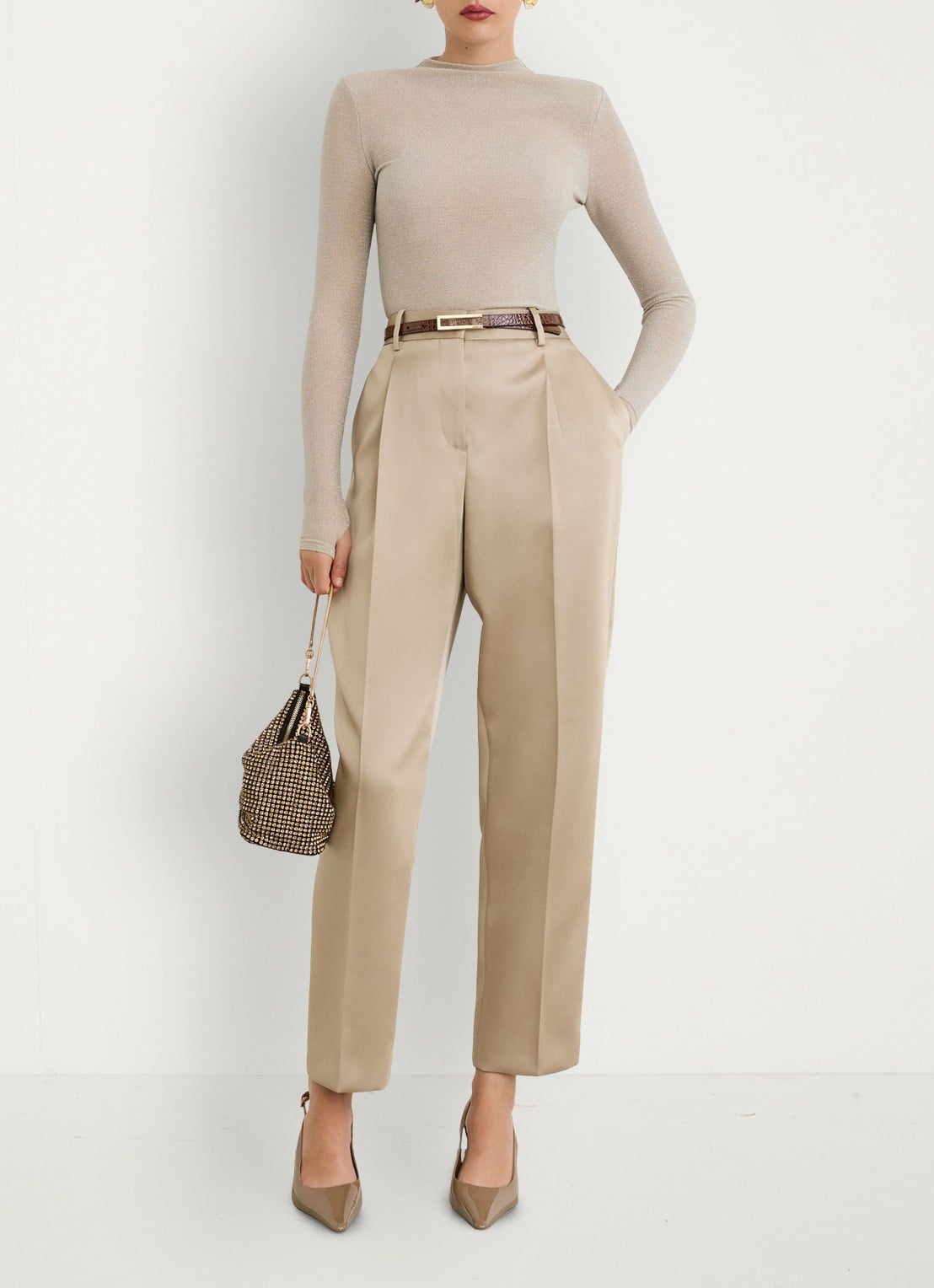 Reiss Serena top in wolblend met glitter - voorkant 6 zilver
