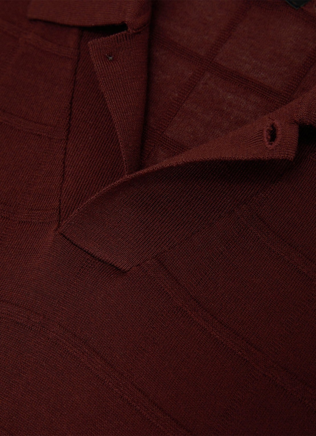 Reiss Serval regular fit polo in wolblend met ruitdessin - detail 3 bordeaux / rood