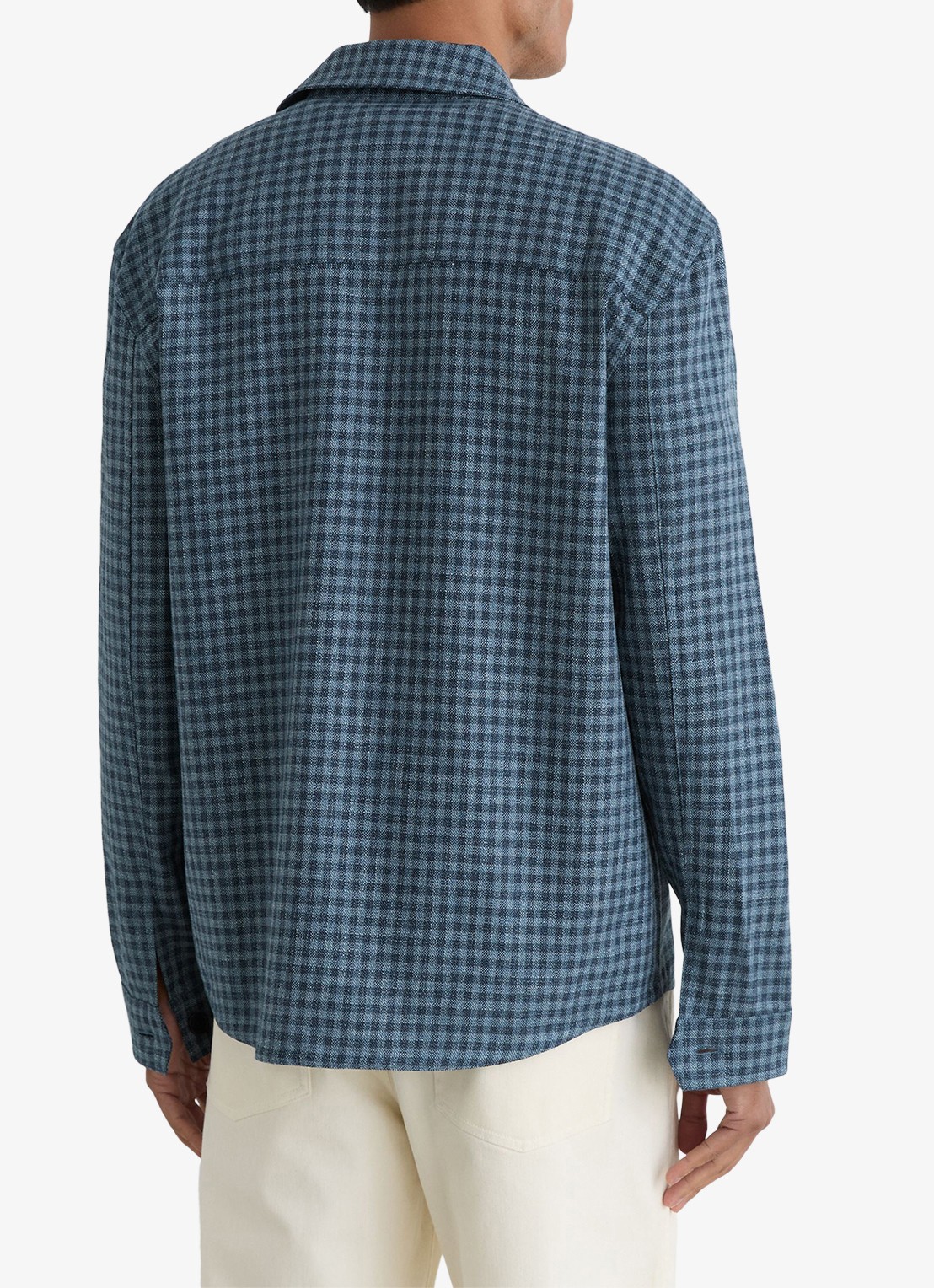 Reiss Sever overshirt in linnenblend met ruitdessin - achterkant 7 indigo / blauw