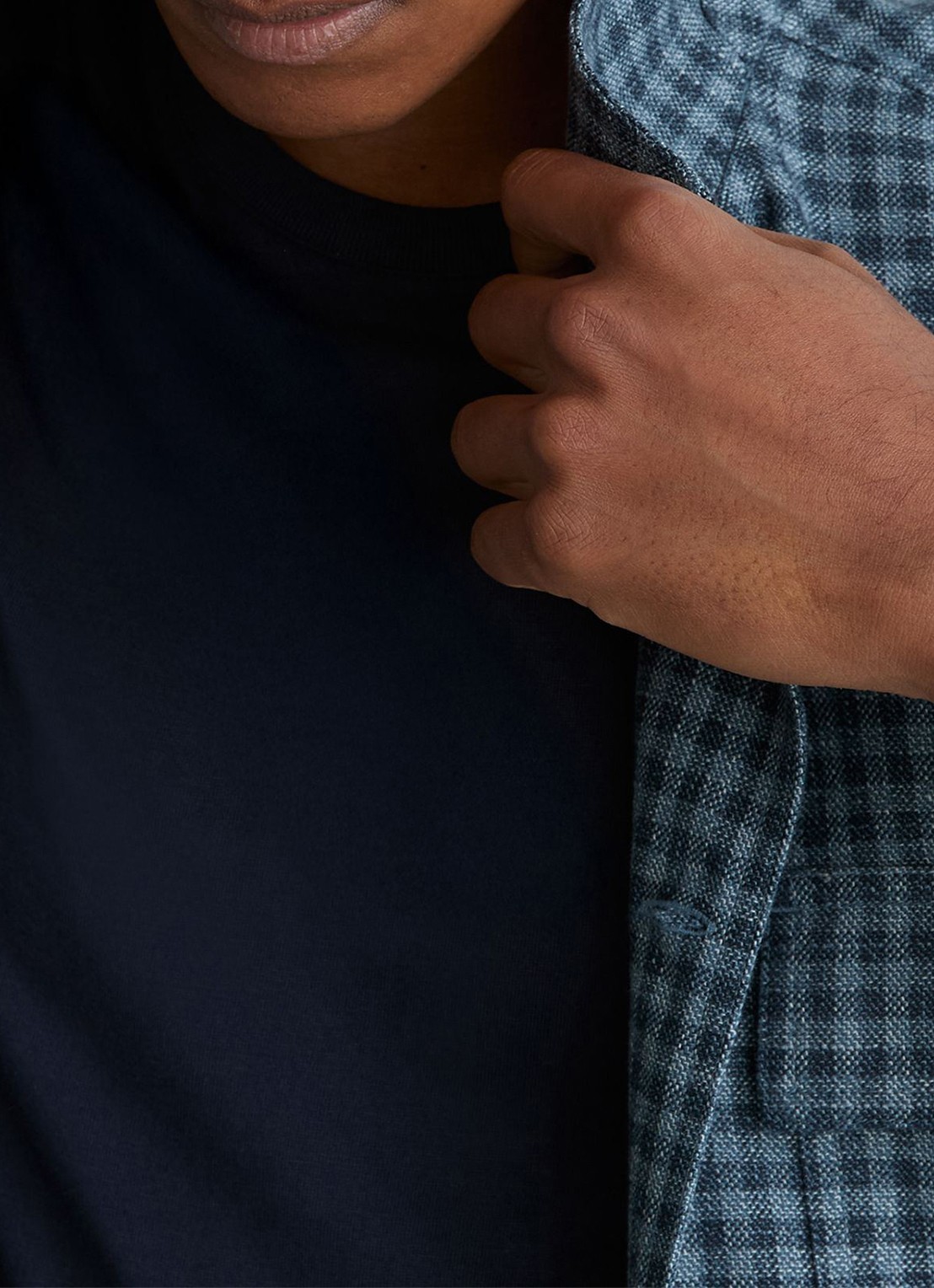 Reiss Sever overshirt in linnenblend met ruitdessin - detail 4 indigo / blauw