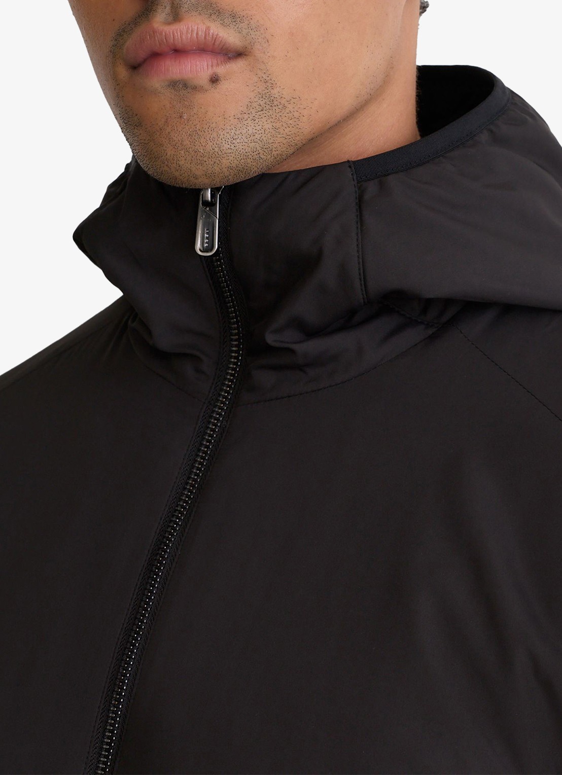 Reiss Shiels jack met capuchon en ritssluiting - detail 2 black / zwart
