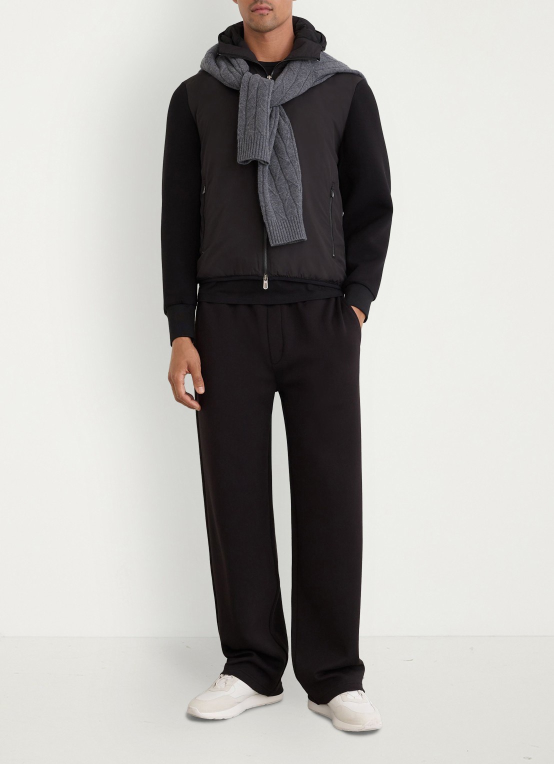 Reiss Shiels jack met capuchon en ritssluiting - voorkant 7 black / zwart