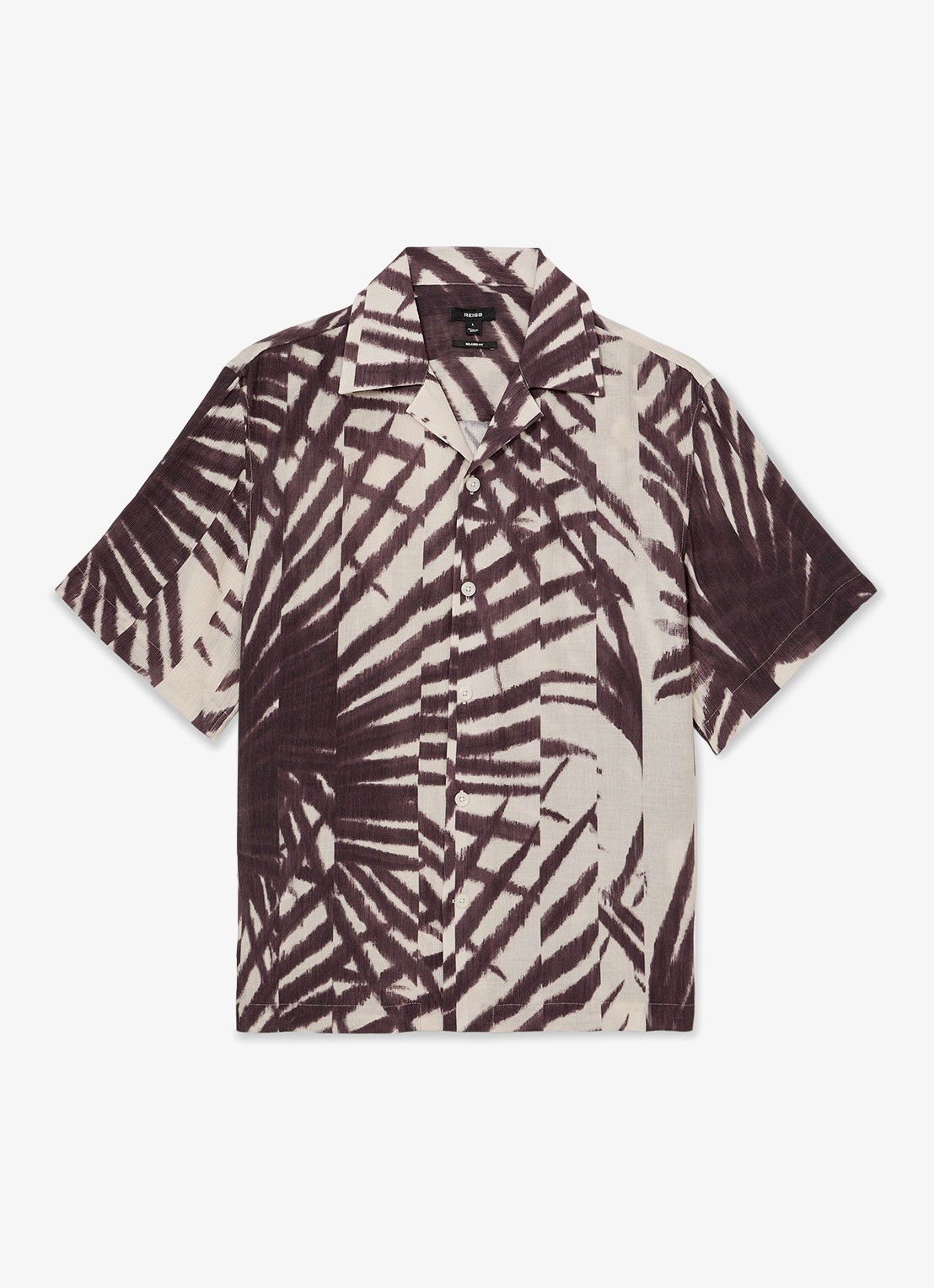 Reiss Shindora regular fit overhemd met grafische print - voorkant 5 bordeauxrood