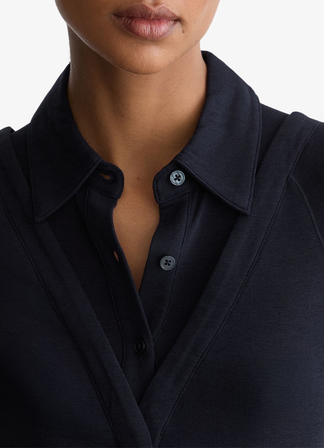 Reiss Shona slim fit polo met cut-out detail - detail 3 blauw