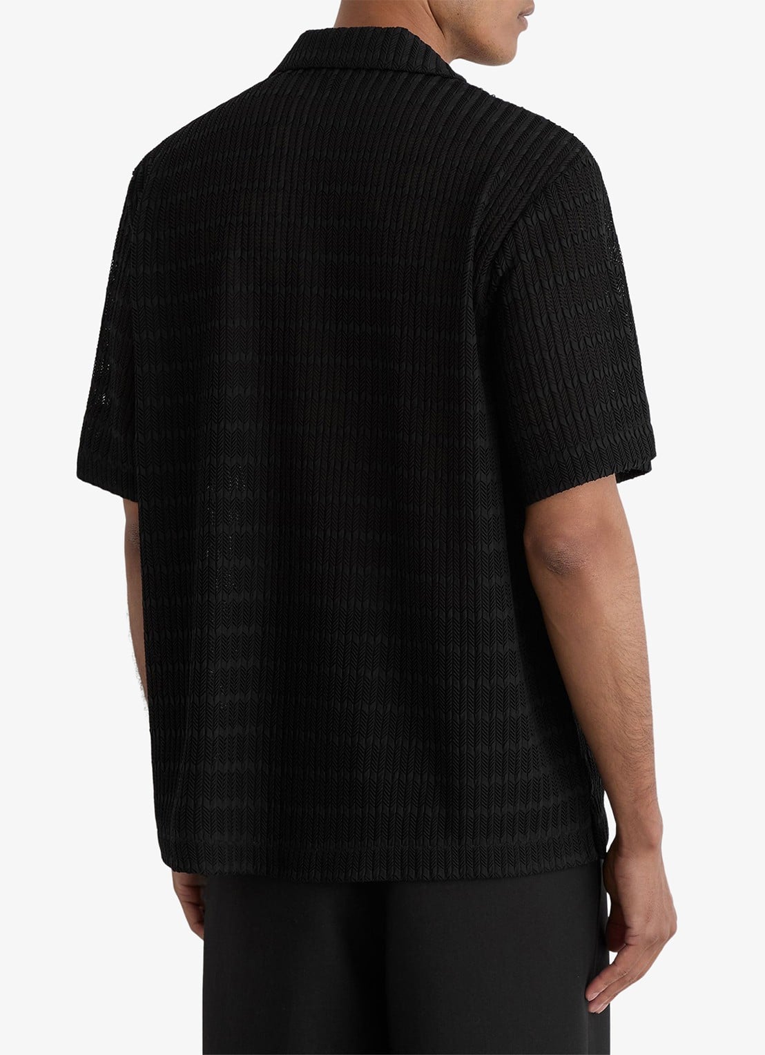 Reiss SID Chevron-Crochet Cuban-Collar Shirt - achterkant black / zwart