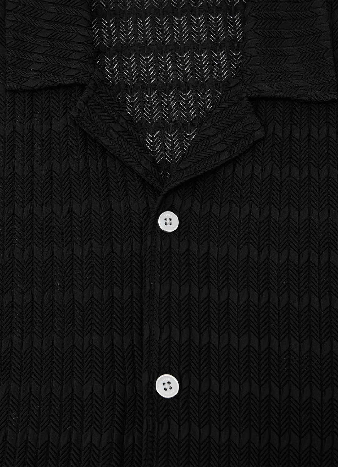 Reiss Sid regular fit overhemd met opengebreid dessin - detail 6 black / zwart