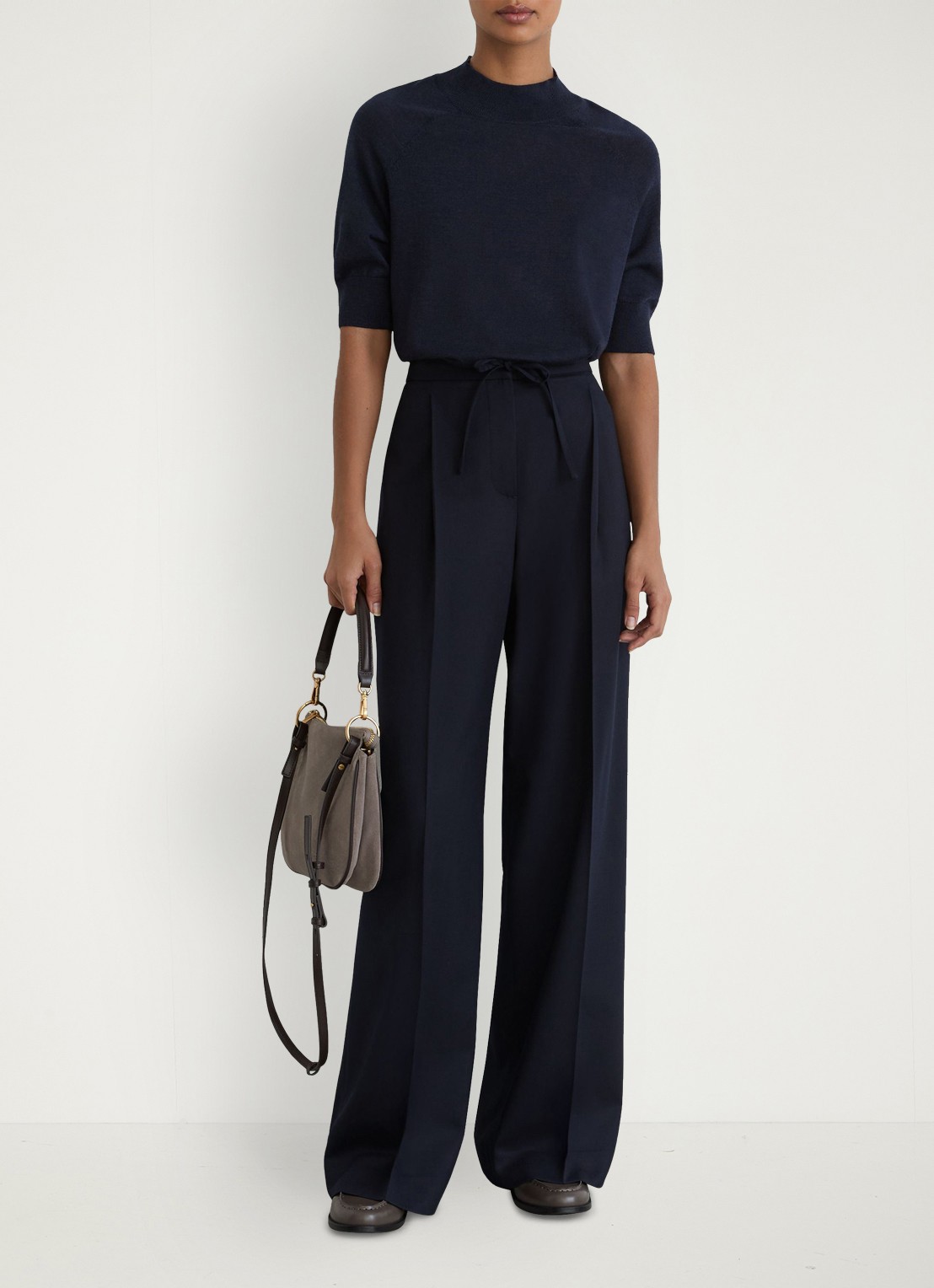 Reiss Sienna top in wolblend met opstaande kraag - voorkant 5 blauw