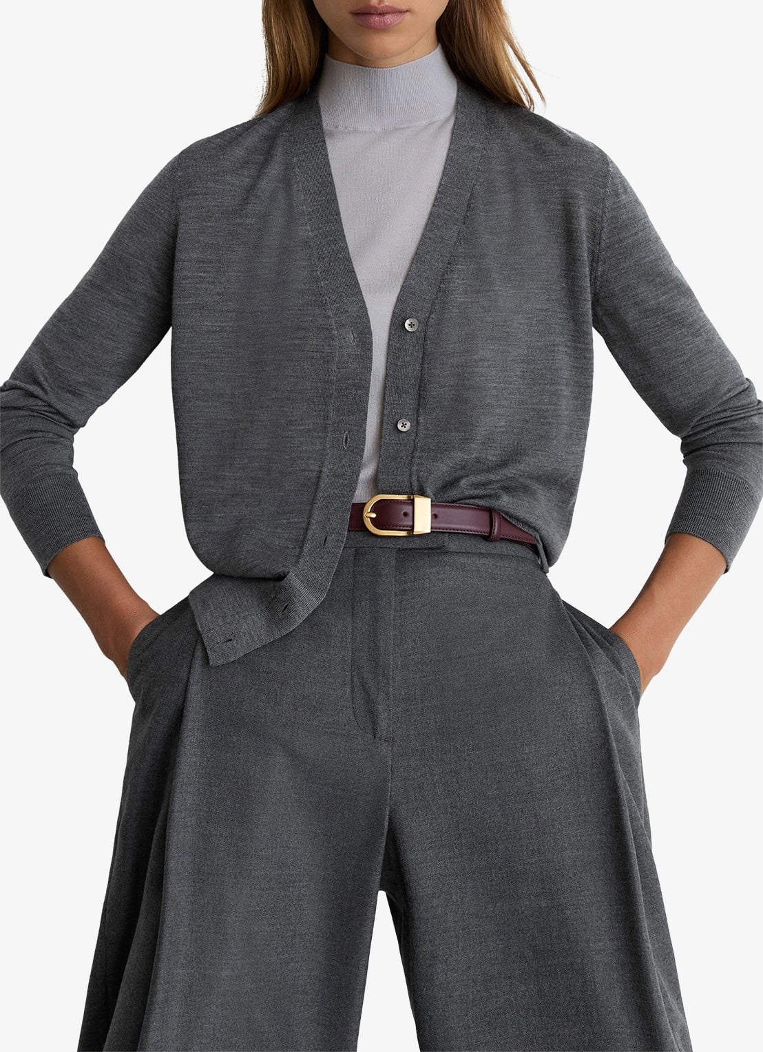 Reiss Simi fijngebreid vest van merino wol - detail donkergrijs