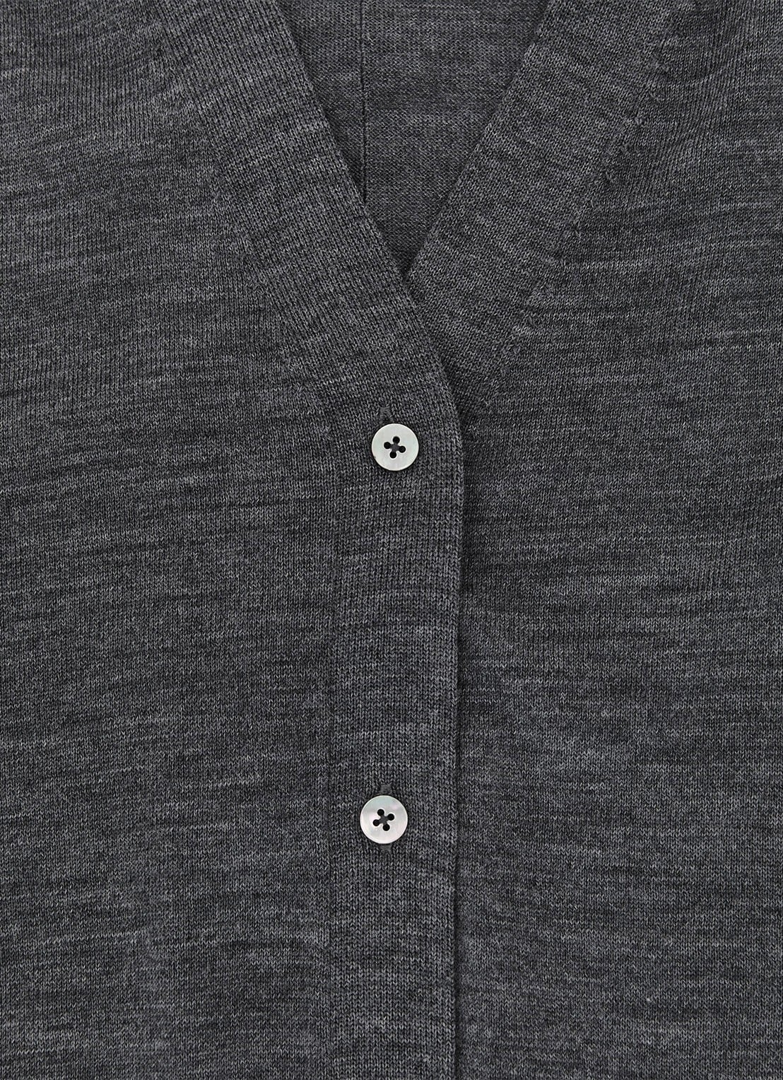 Reiss Simi fijngebreid vest van merino wol - detail 3 donkergrijs