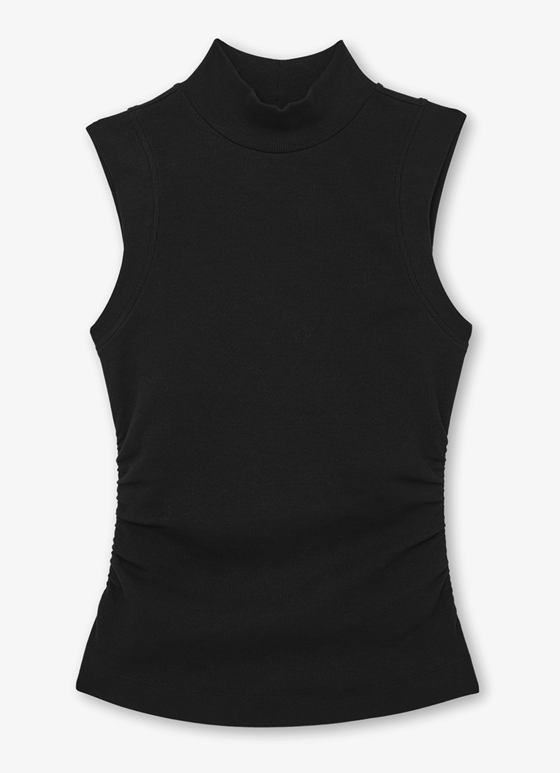 Reiss Simon ribgebreide top met opstaande kraag - voorkant 5 black / zwart