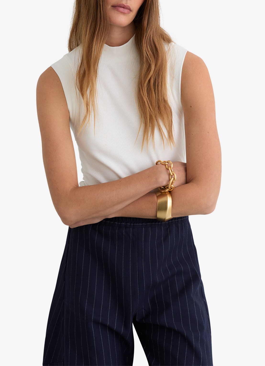 Reiss Simon ribgebreide top met opstaande kraag - detail 2 wit
