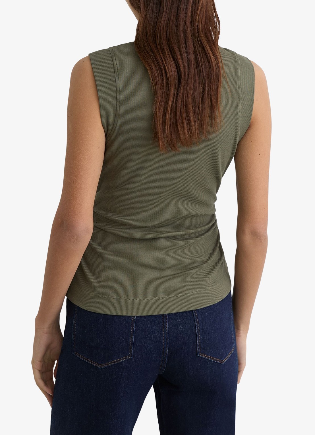 Reiss Simon ribgebreide top met opstaande kraag - achterkant 5 khaki