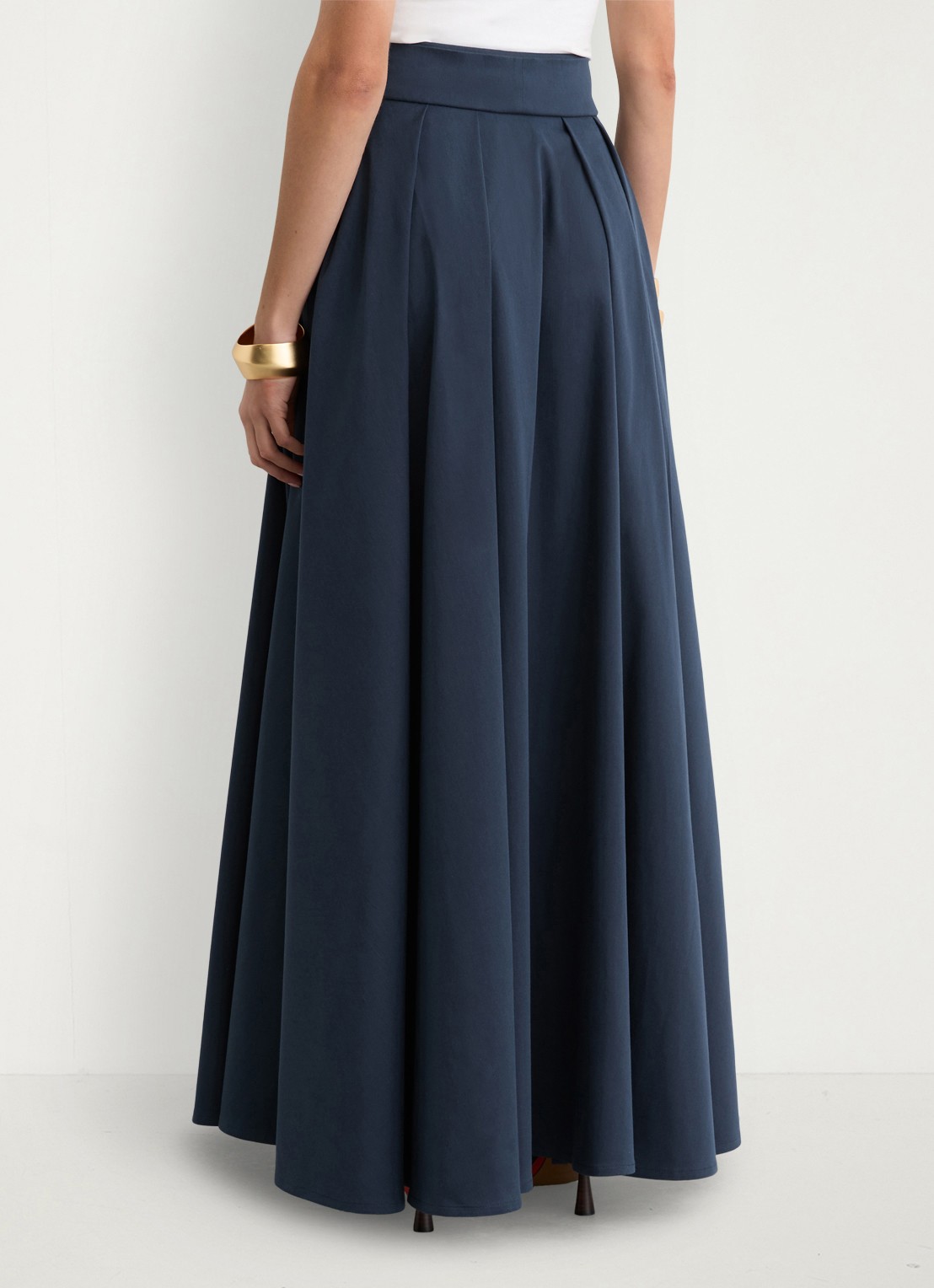 Reiss Simone geplooide maxirok van katoen blend - achterkant blauw