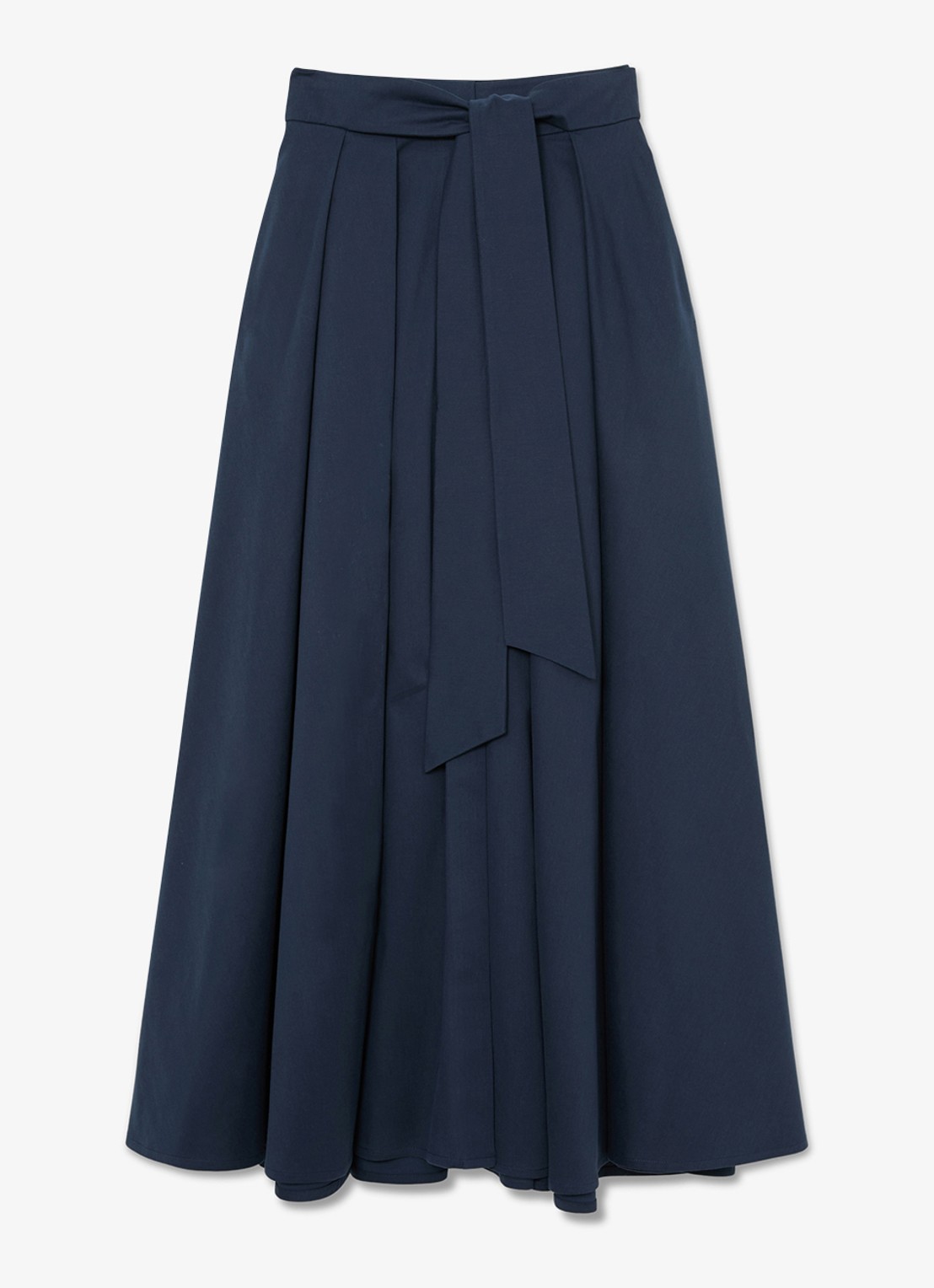 Reiss Simone geplooide maxirok van katoen blend - voorkant 6 blauw