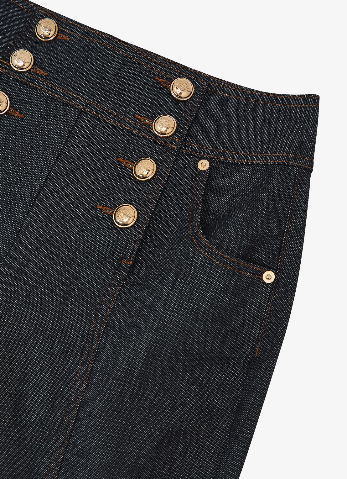 Reiss Skylar high waist flared jeans met knoop details - detail 6 denim