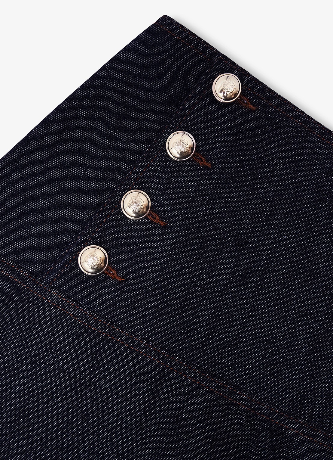 Reiss Skylar midi rok van denim met sierknopen - detail 7 dark blue / blauw