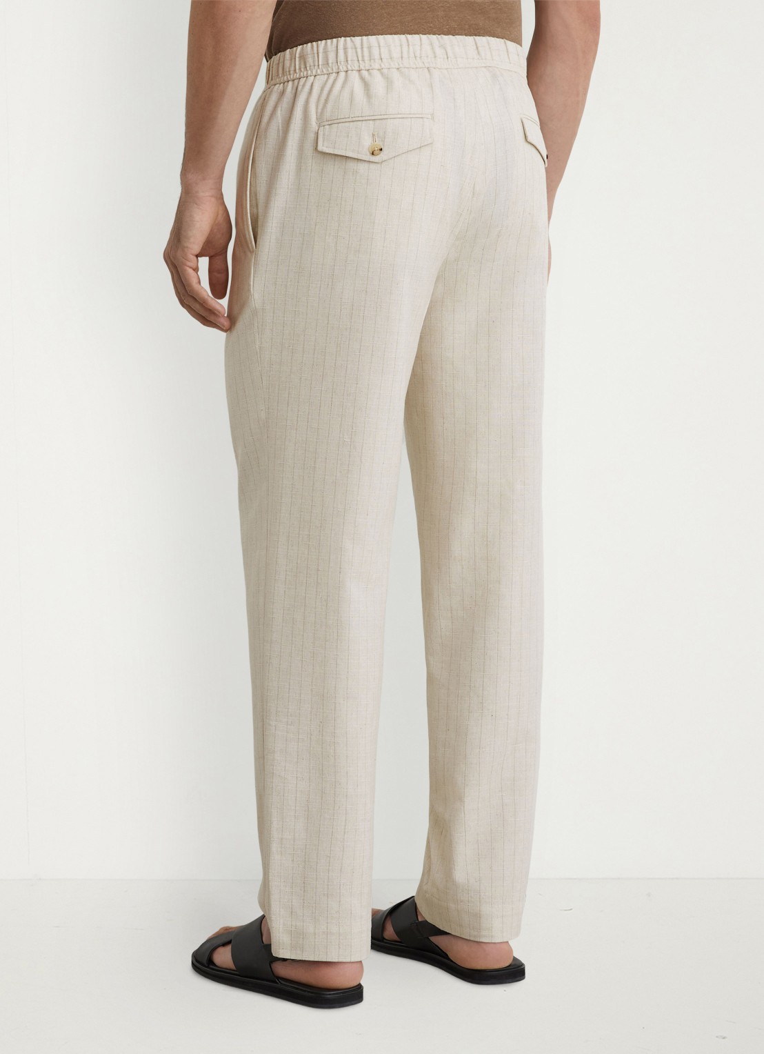 Reiss Slayman tapered fit pantalon in linnenblend met krijtstreep - achterkant 3 gebroken wit
