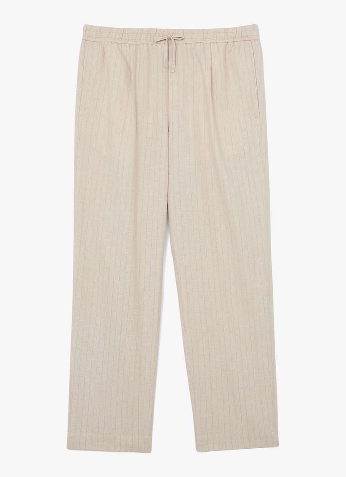 Reiss Slayman tapered fit pantalon in linnenblend met krijtstreep - voorkant gebroken wit