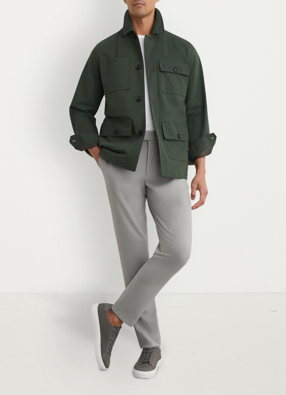 Reiss Slim fit pantalon met steekzakken - voorkant 7 grijs