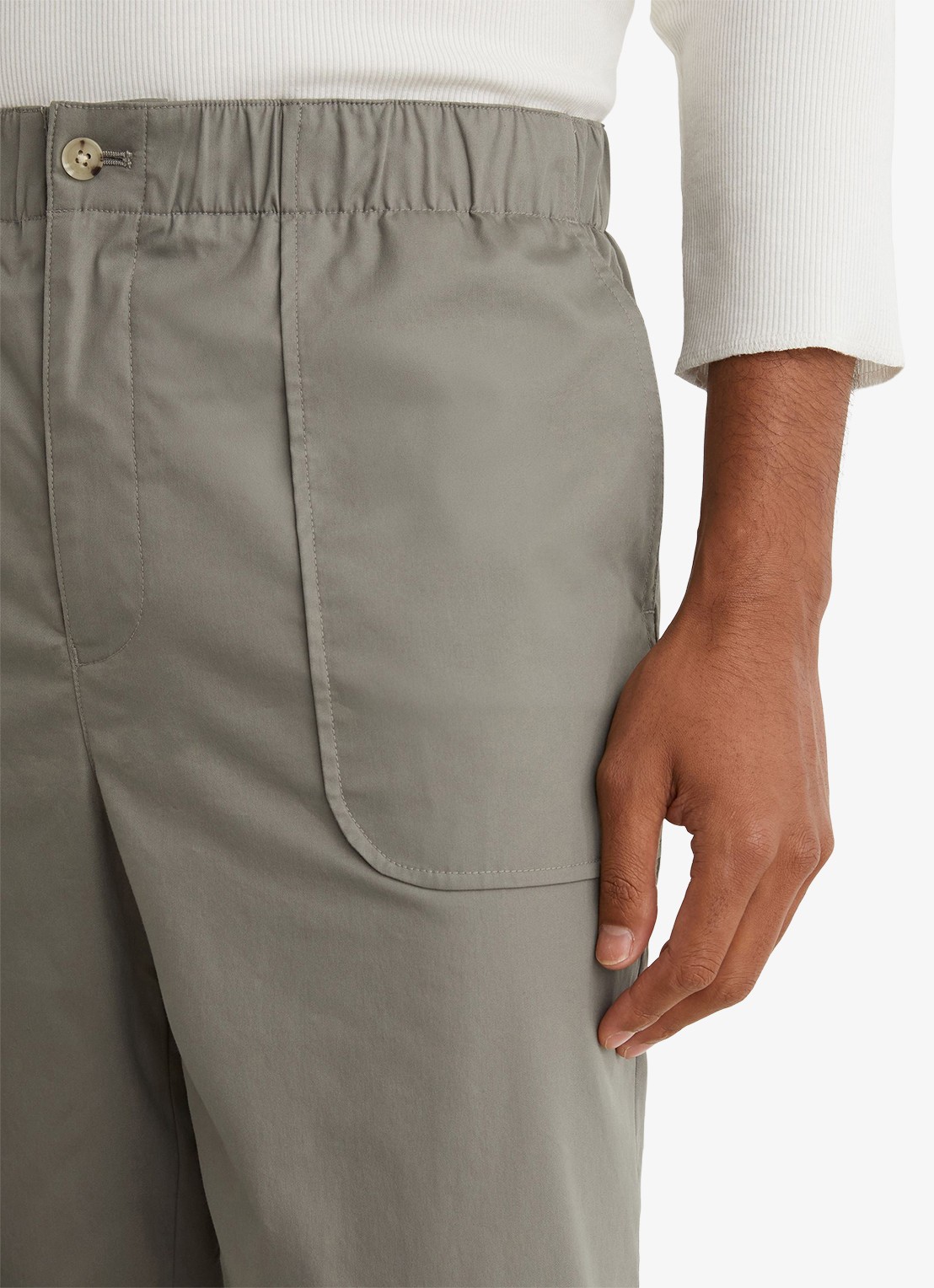 Reiss SNAP Cotton-Blend Lightweight Tapered Trousers - detail 4 olijfgroen