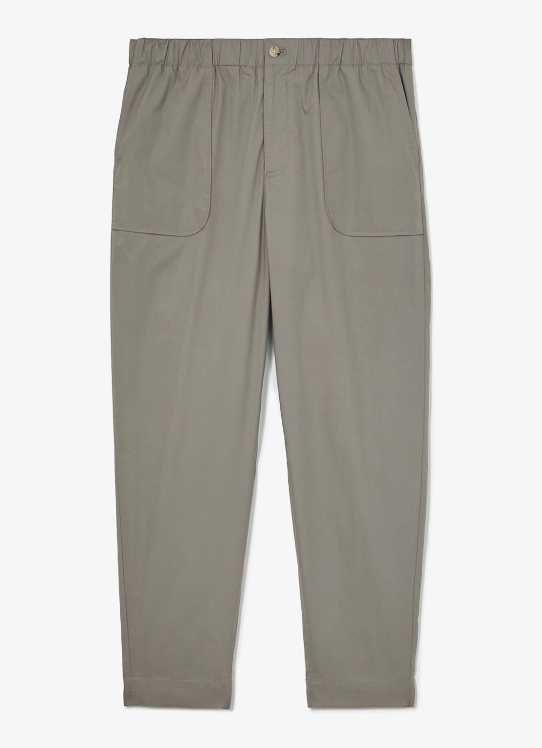Reiss SNAP Cotton-Blend Lightweight Tapered Trousers - voorkant olijfgroen
