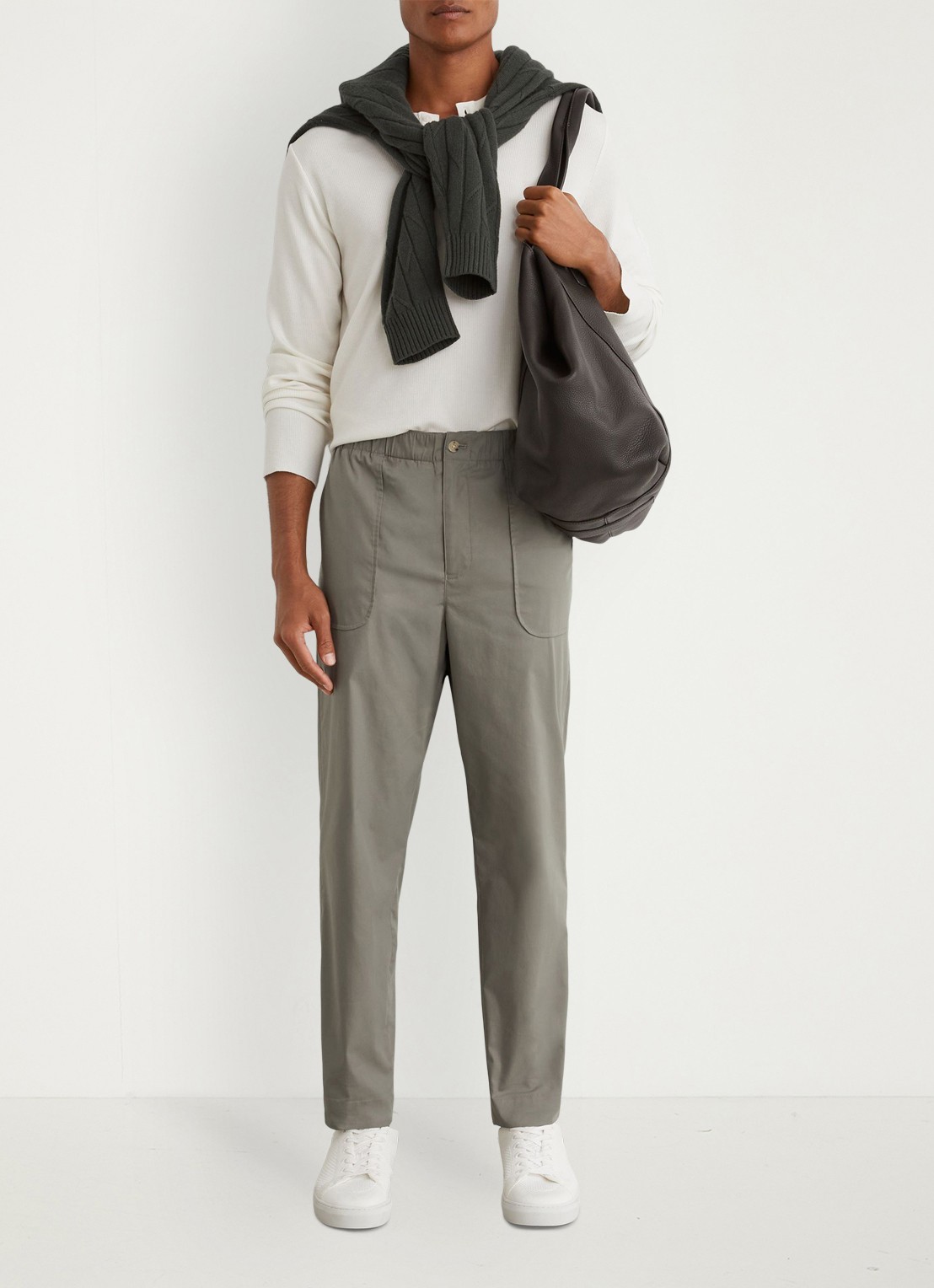 Reiss SNAP Cotton-Blend Lightweight Tapered Trousers - voorkant 2 olijfgroen