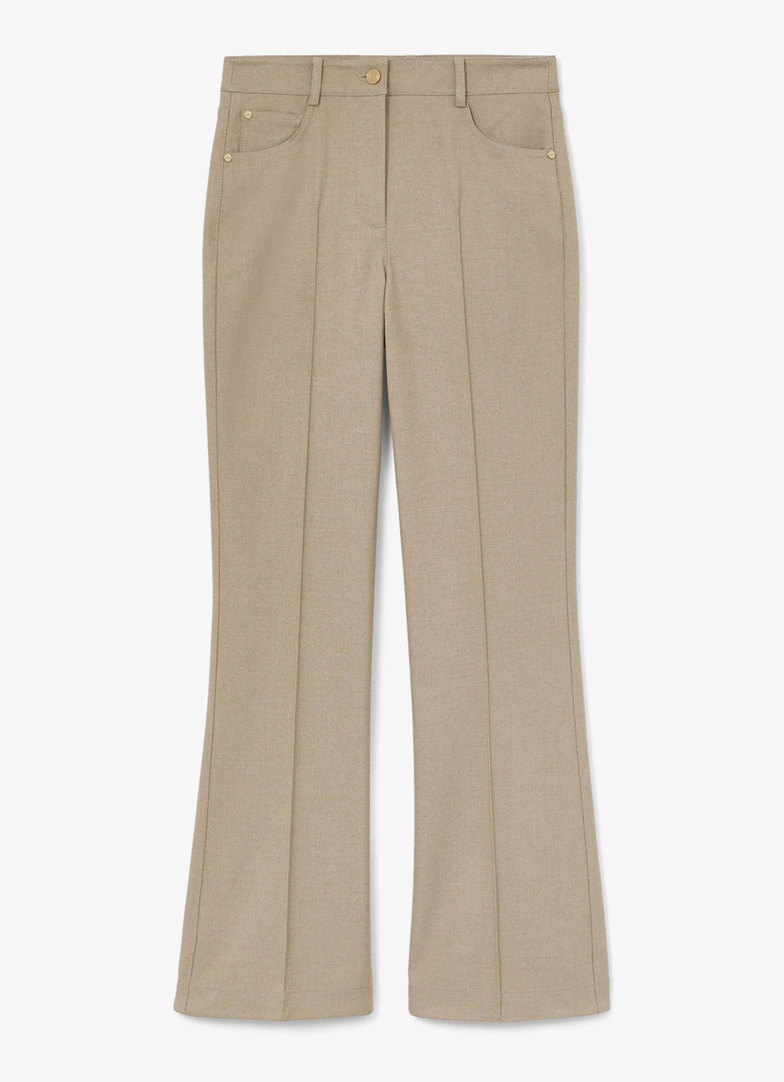 Reiss Sofia high waist flared fit broek met steekzakken - voorkant 6 beige