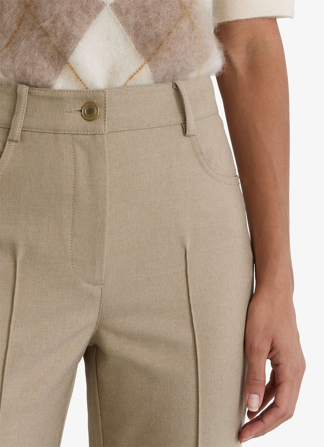Reiss Sofia high waist flared fit pantalon met steekzakken - detail 2 beige