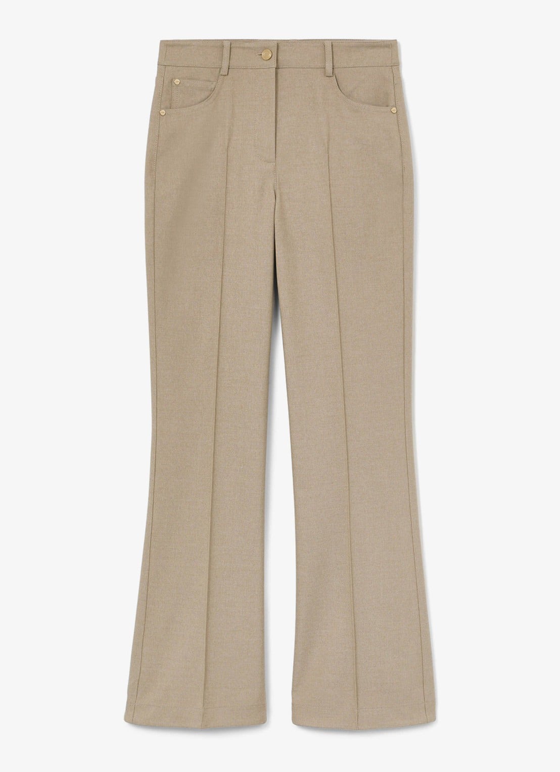 Reiss Sofia high waist flared fit pantalon met steekzakken - voorkant 4 beige