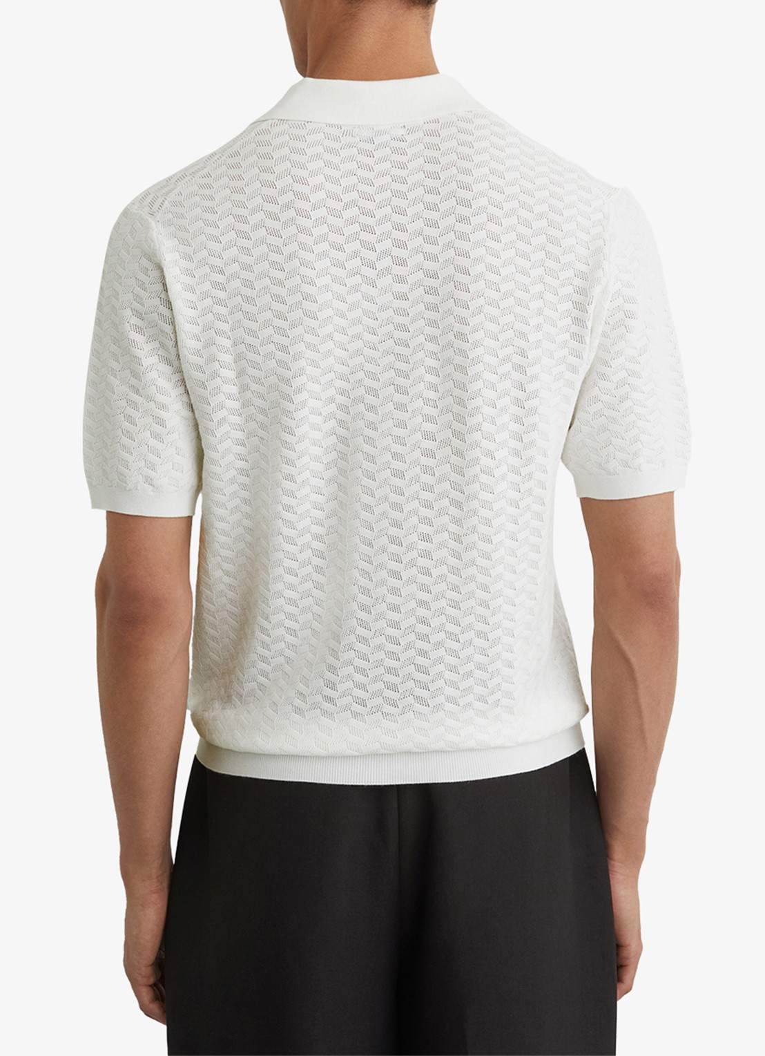 Reiss Sol regular fit polo met structuur - achterkant 4 white / wit