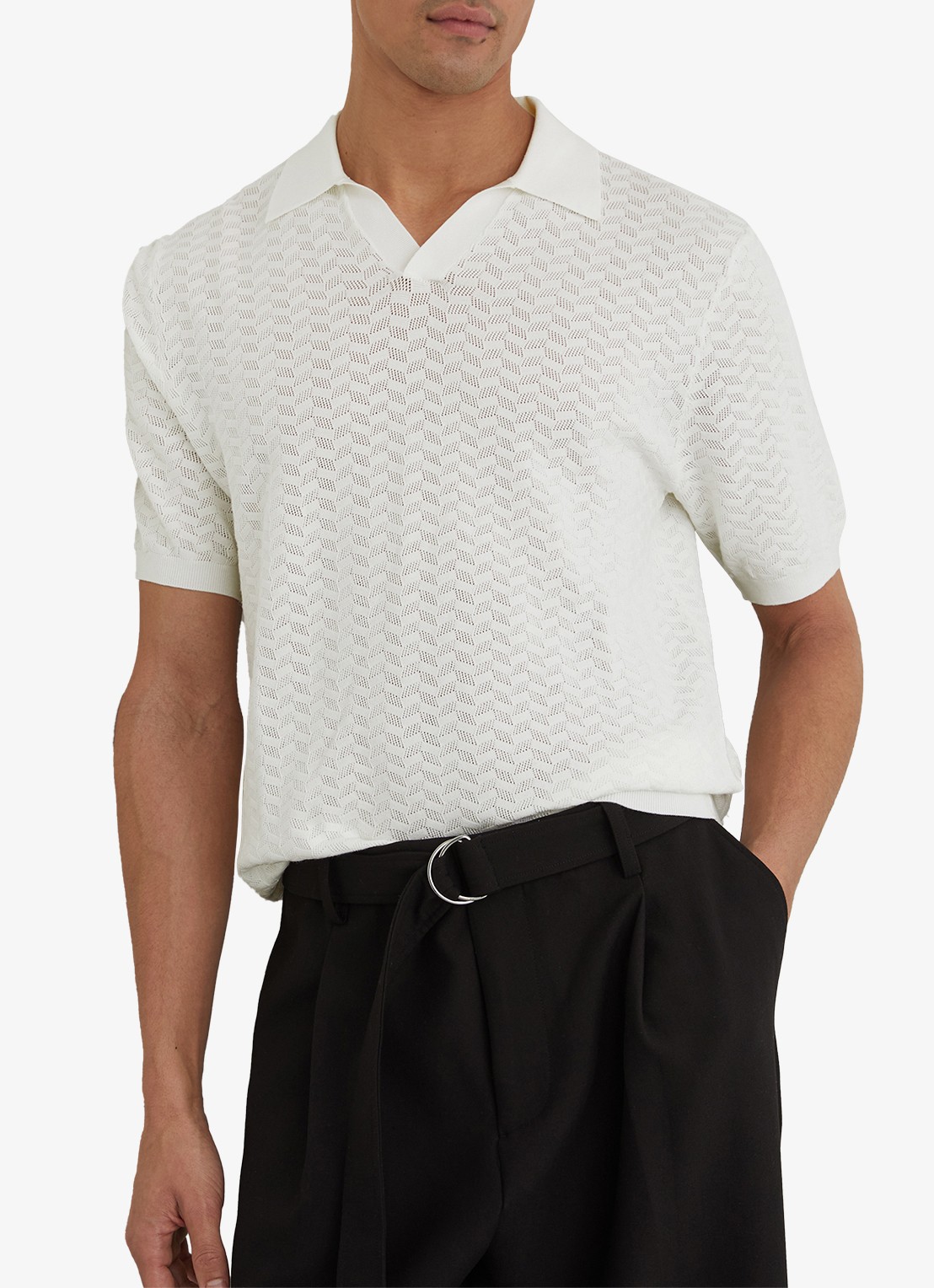 Reiss Sol regular fit polo met structuur - detail white / wit