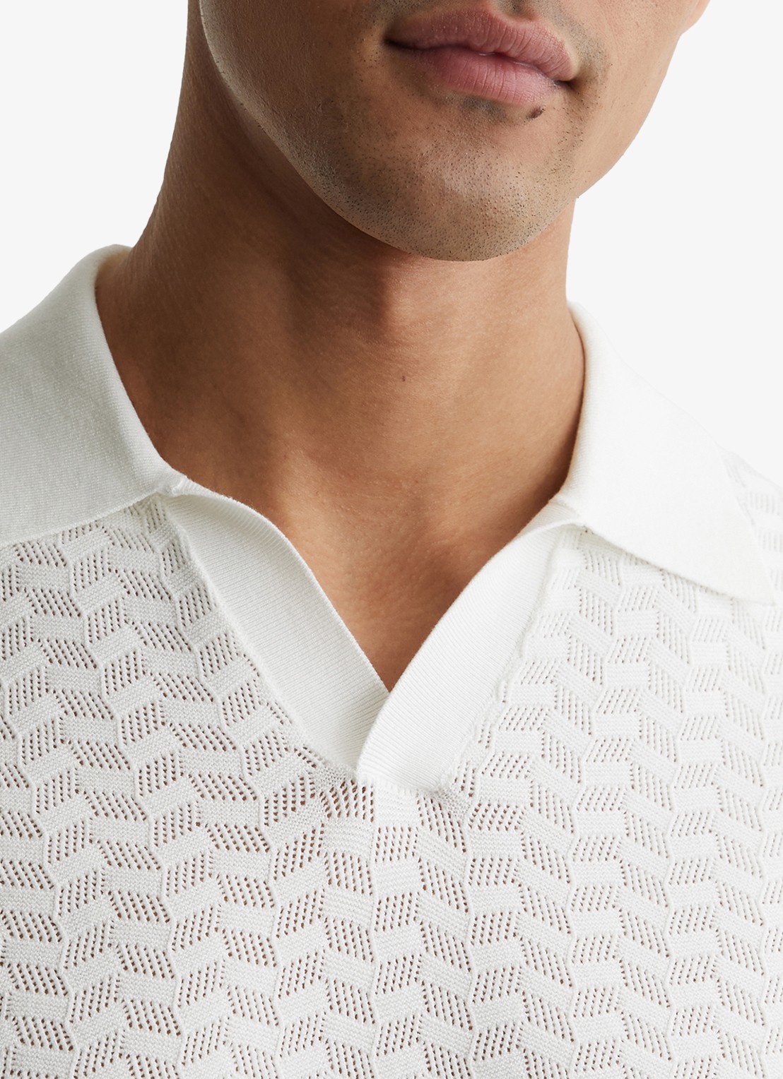 Reiss Sol regular fit polo met structuur - detail 2 white / wit