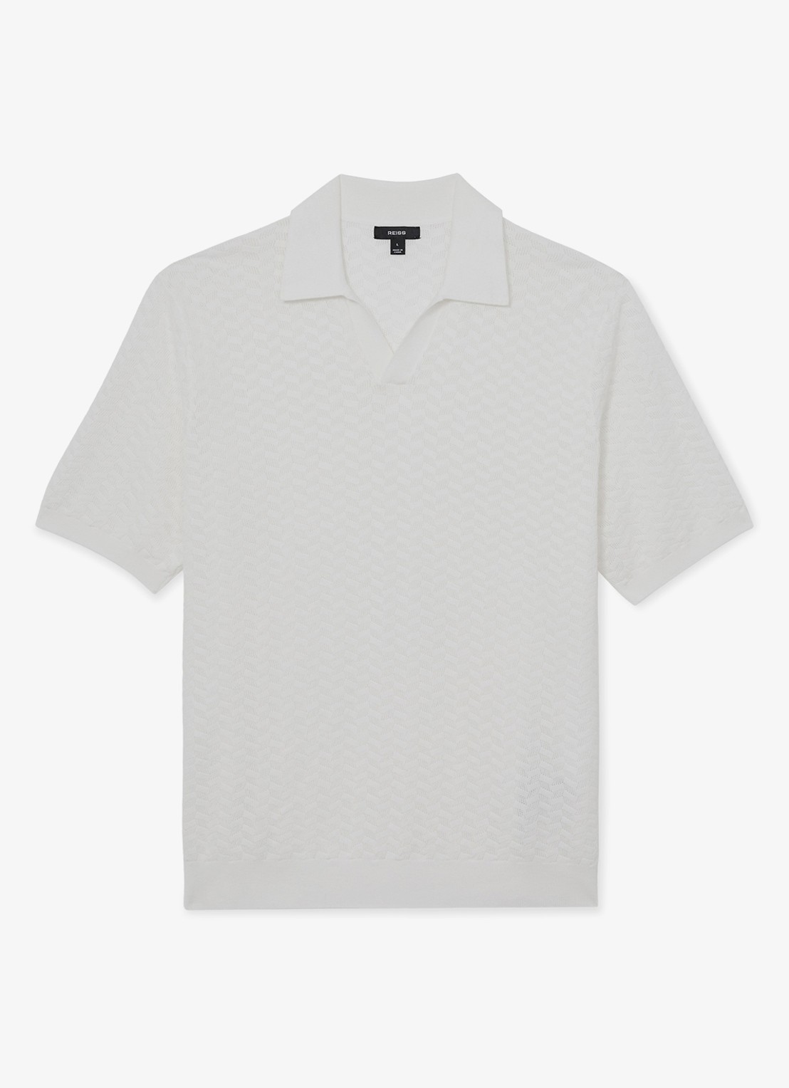Reiss Sol regular fit polo met structuur - voorkant 5 white / wit