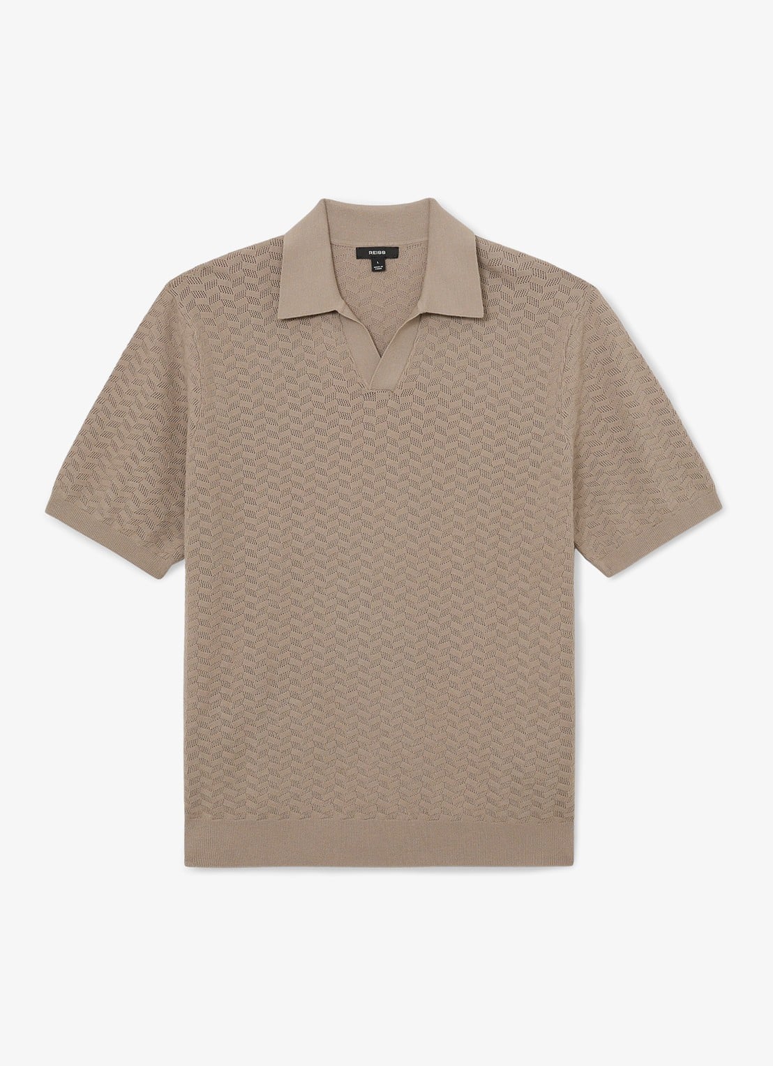 Reiss Sol regular fit polo met structuur - voorkant 2 taupe