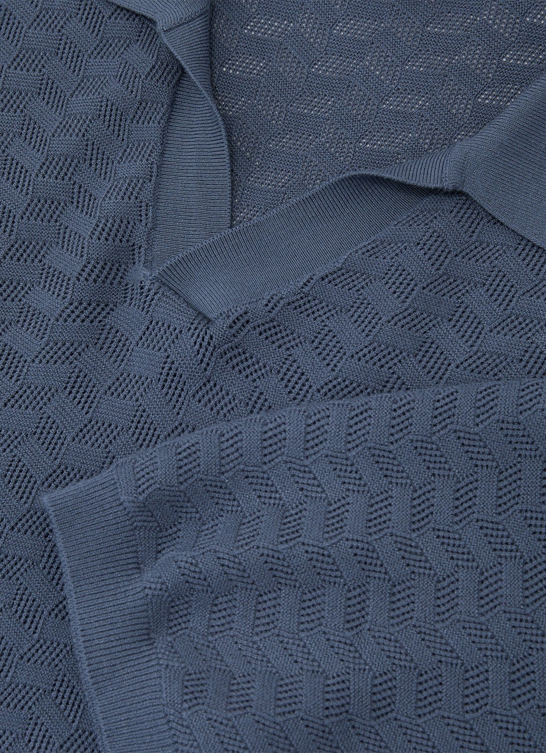 Reiss Sol regular fit polo met structuur - detail 3 airforce blue / blauw