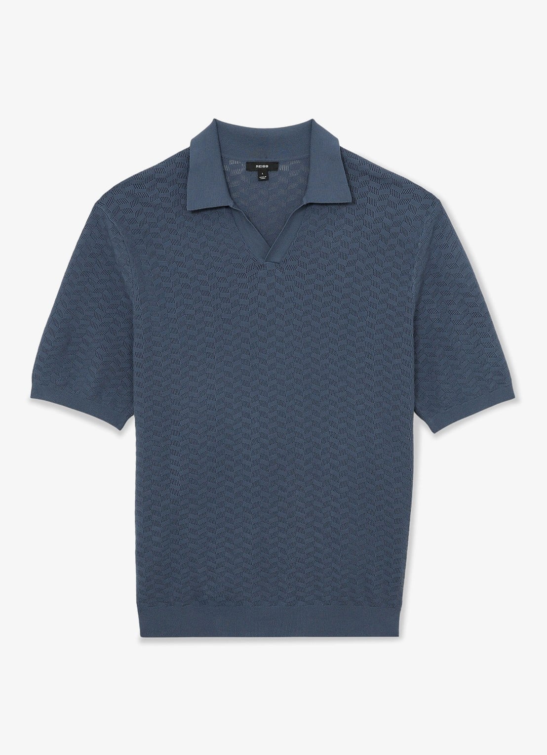 Reiss Sol regular fit polo met structuur - voorkant 6 airforce blue / blauw