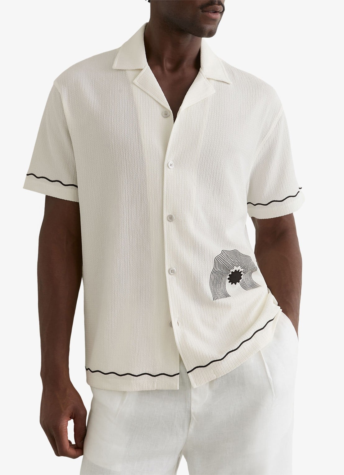 Reiss Solano regular fit overhemd met borduring - detail 4 gebroken wit
