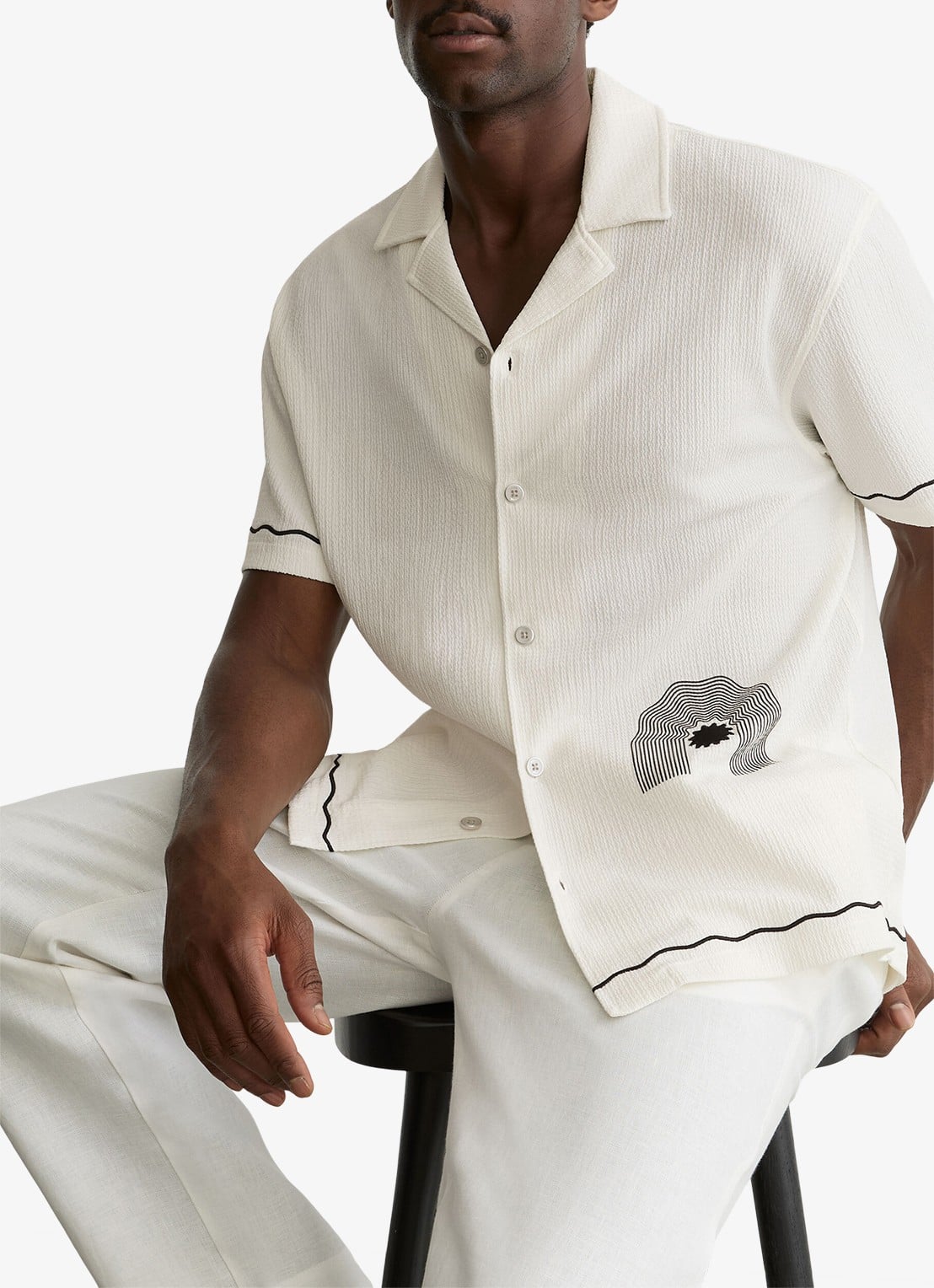 Reiss Solano regular fit overhemd met borduring - detail 5 gebroken wit