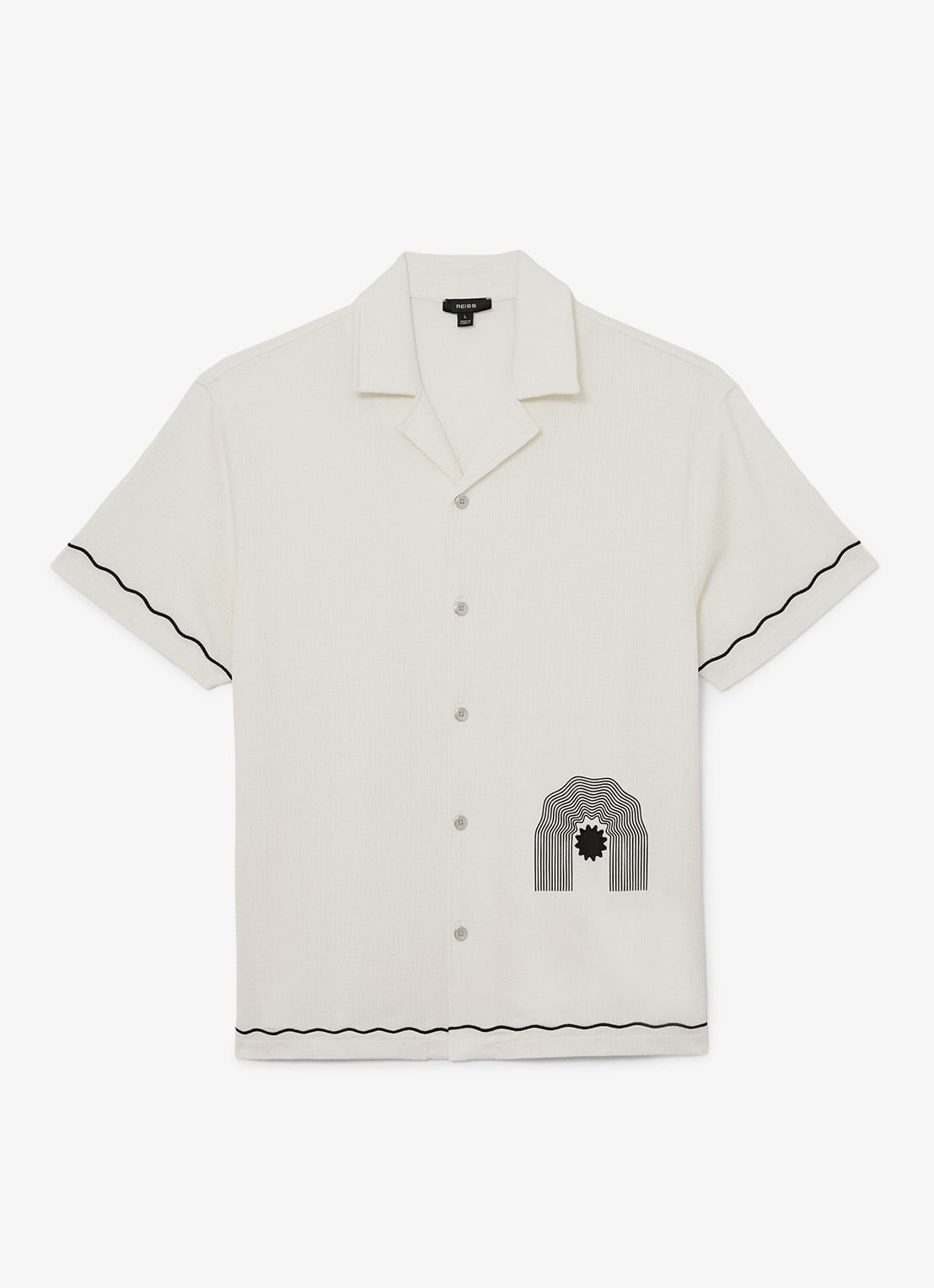 Reiss Solano regular fit overhemd met borduring - voorkant gebroken wit