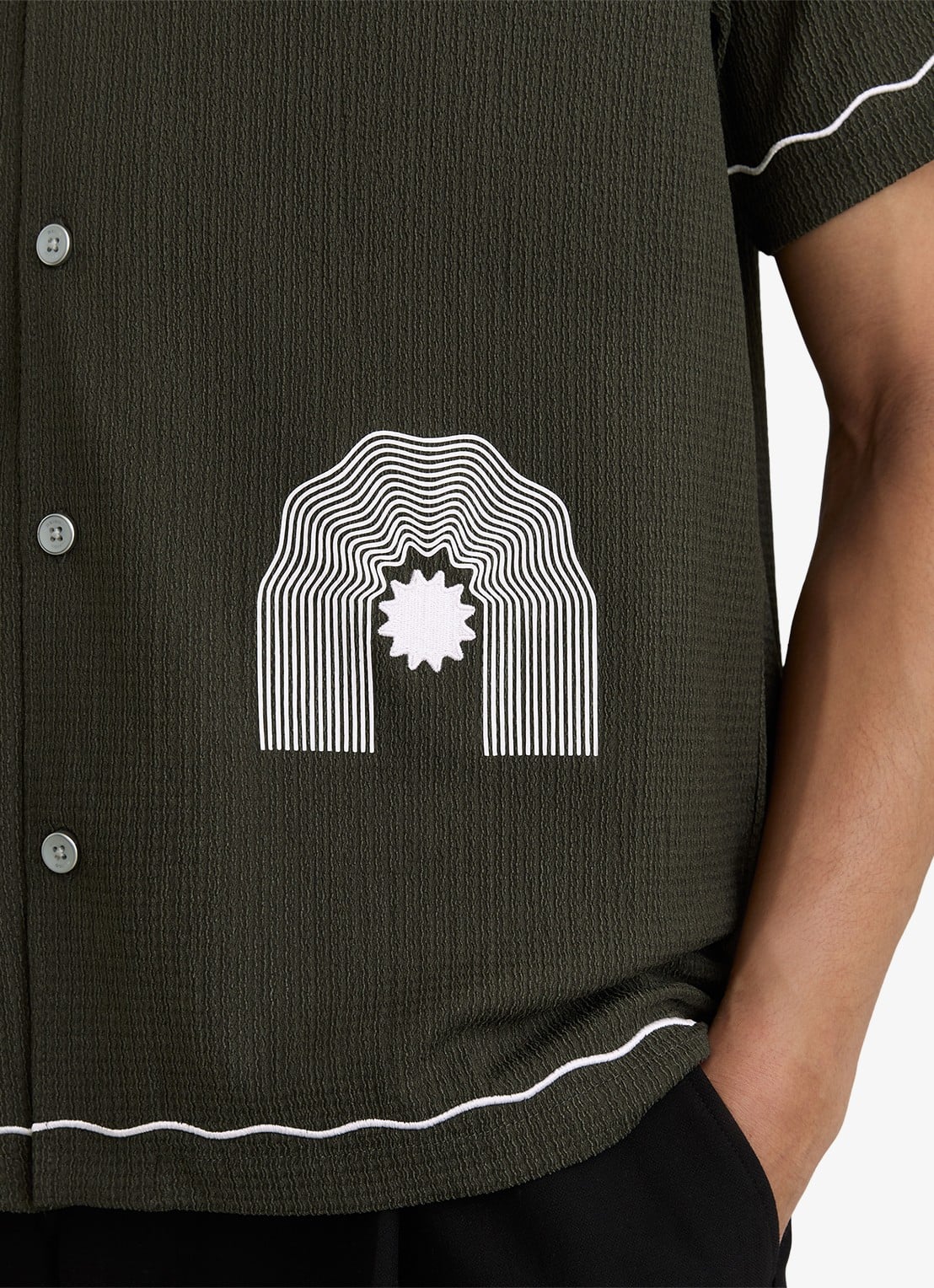 Reiss Solano regular fit overhemd met borduring - detail 5 donkergroen