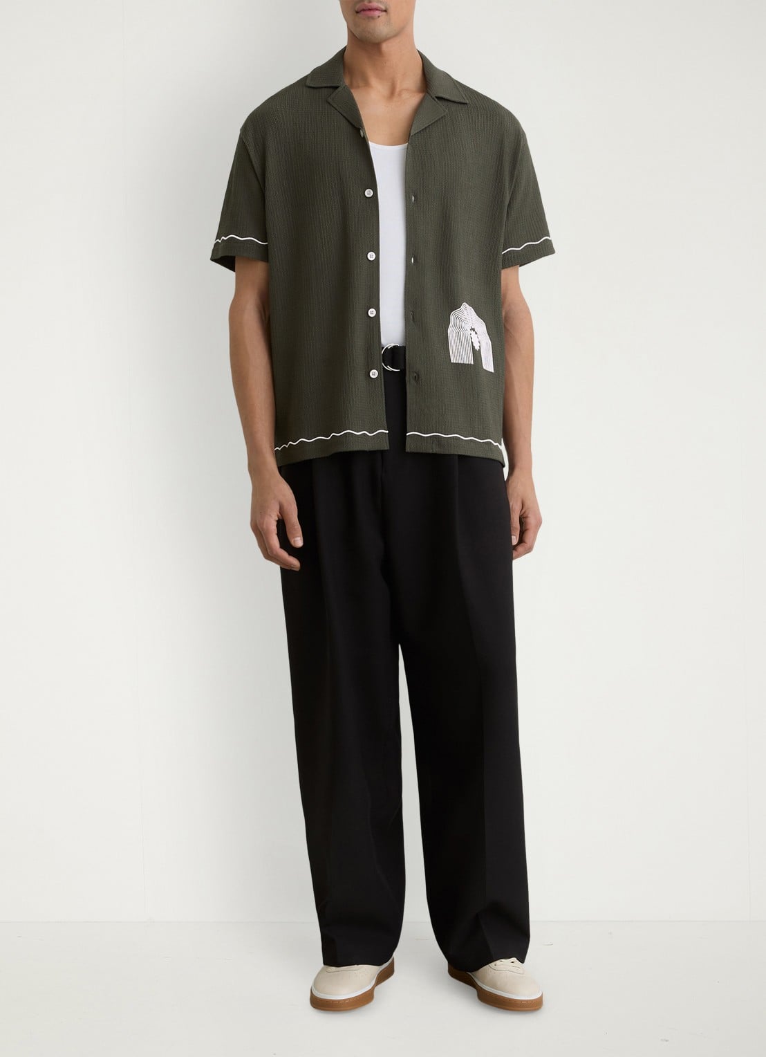 Reiss Solano regular fit overhemd met borduring - detail 6 donkergroen