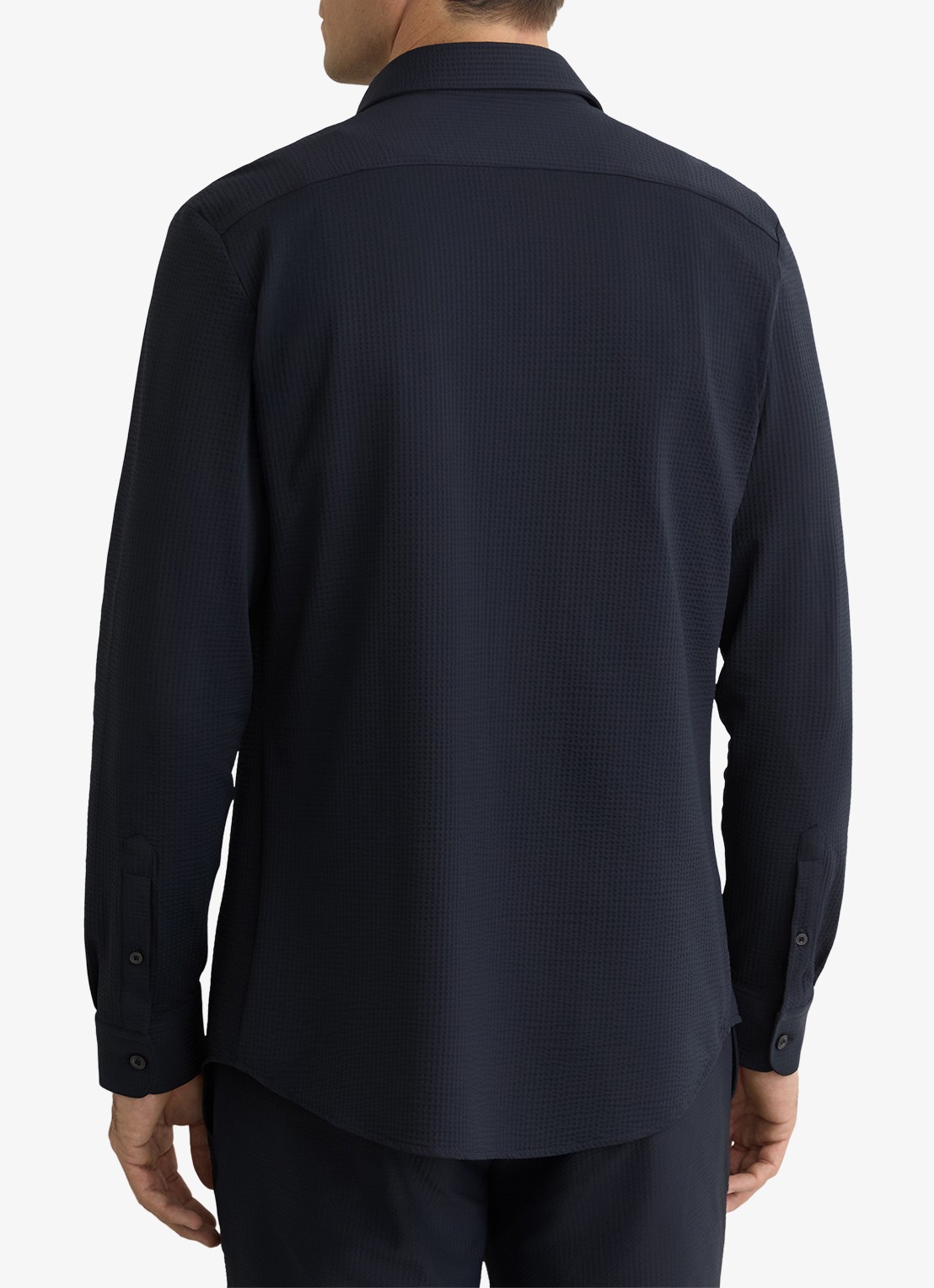 Reiss Solarko regular fit overhemd met structuur - achterkant 3 donkerblauw