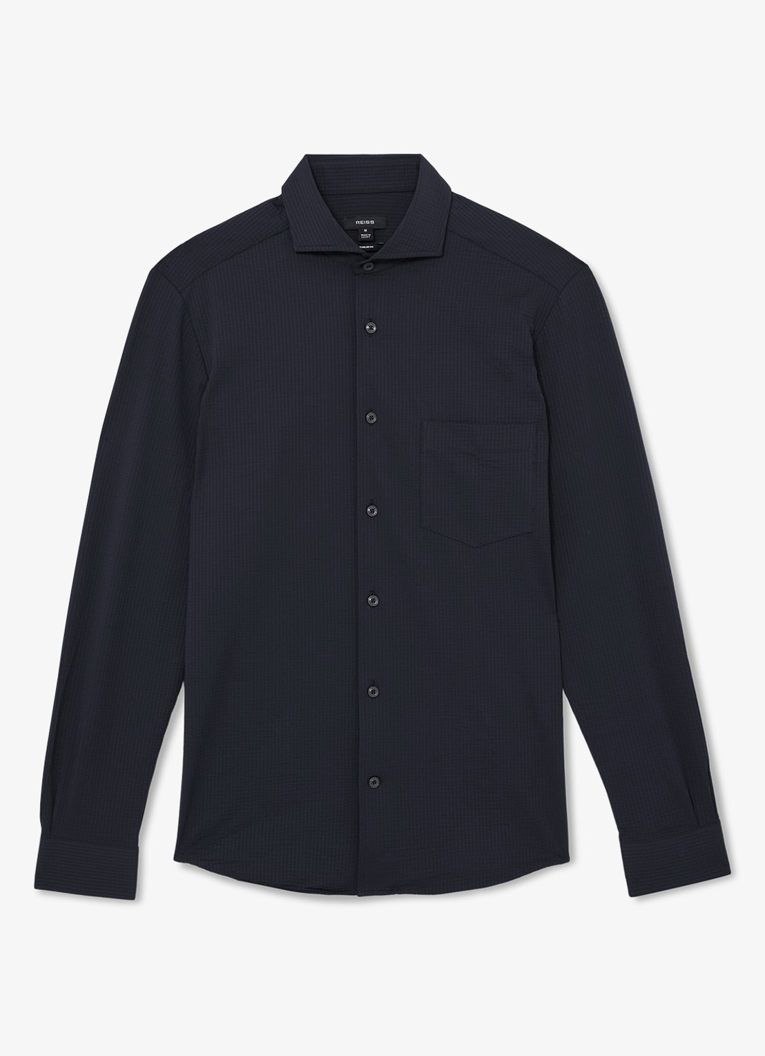 Reiss Solarko regular fit overhemd met structuur - voorkant donkerblauw